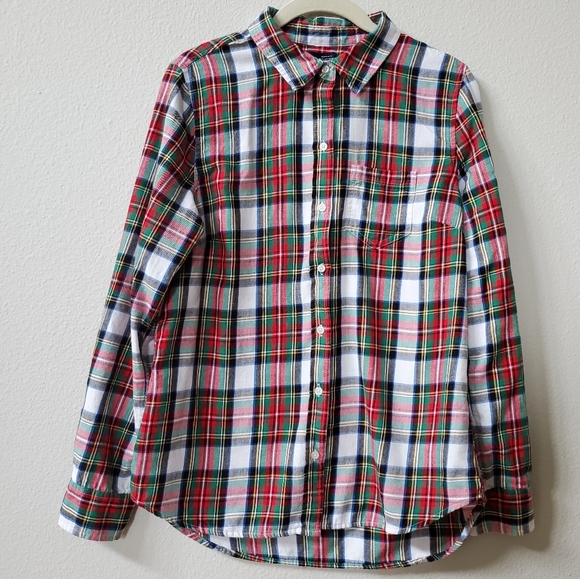 GAP Boyfriend Fit Plaid Cotton Button Up - Picture 3 of 8